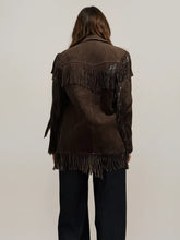 Load image into Gallery viewer, Brown Fringe Suede Jacket
