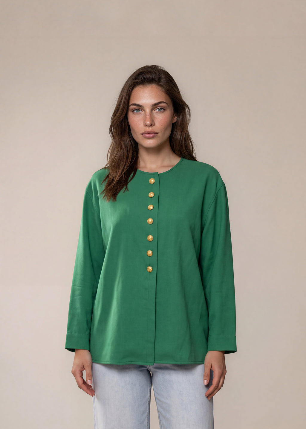 Saint Laurent Green and Gold Blazer Top