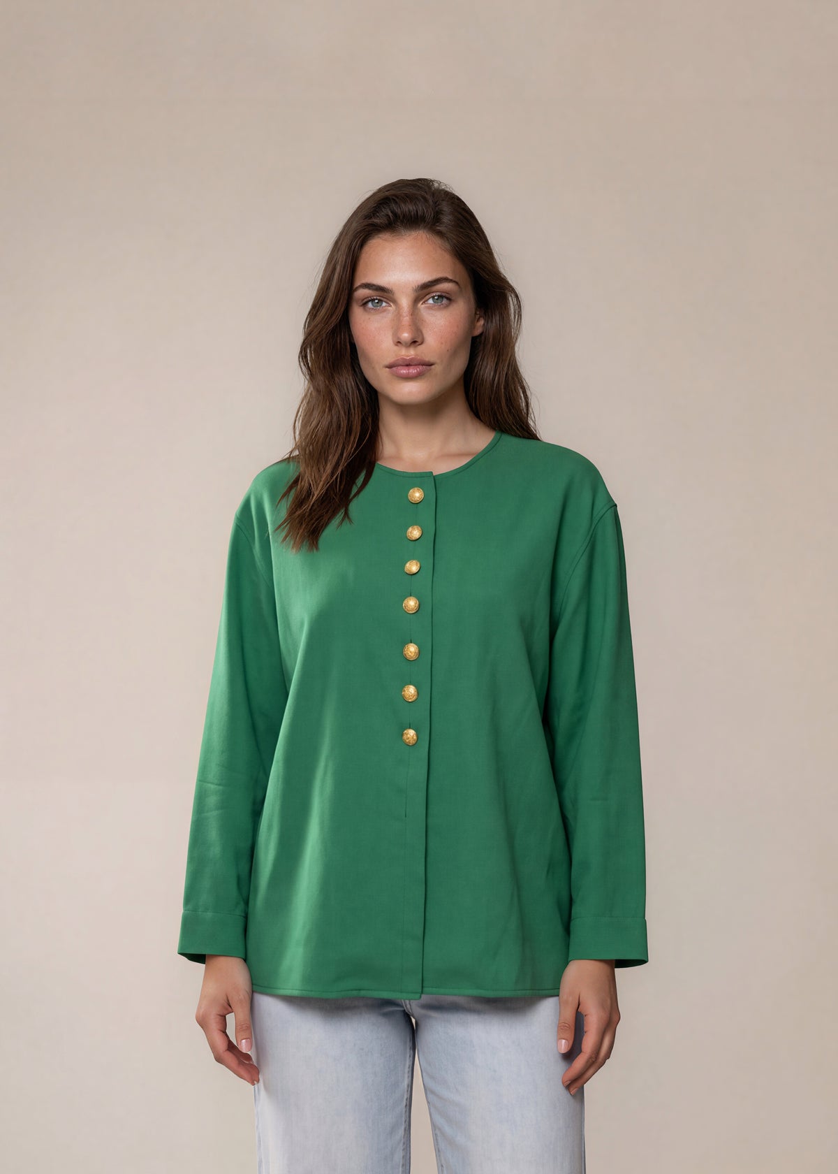 Saint Laurent Green and Gold Blazer Top