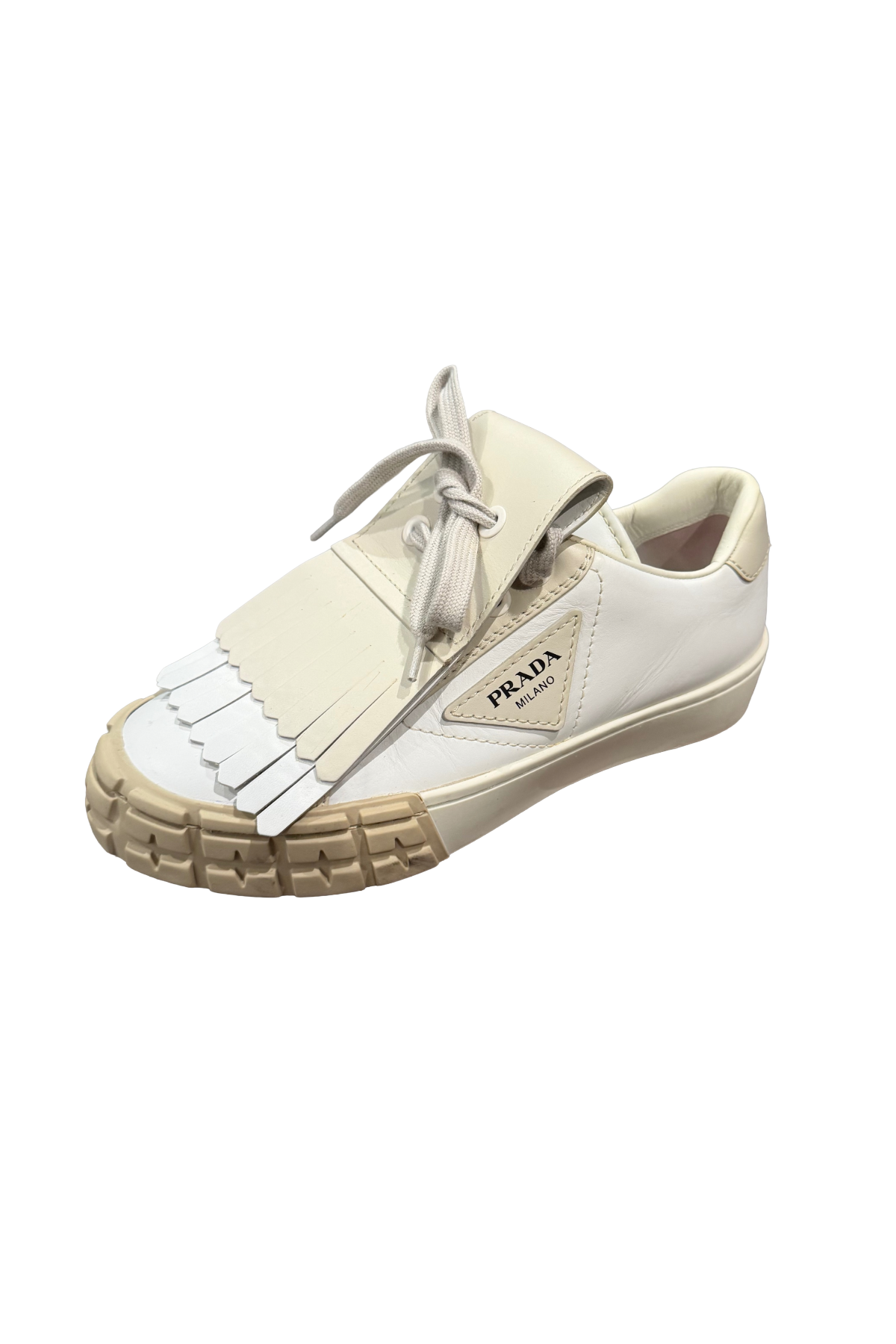 Prada White Fringe Sneakers