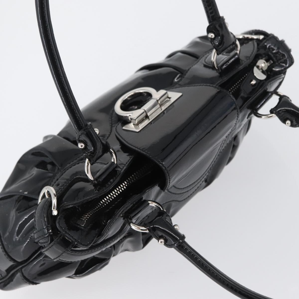 Ferragamo Black Patent Hobo Bag