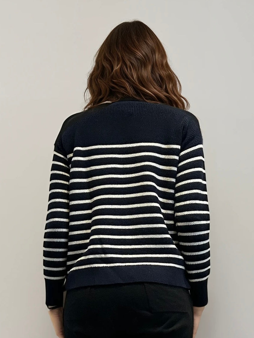 Ralph Lauren Navy and White Striped Sweater