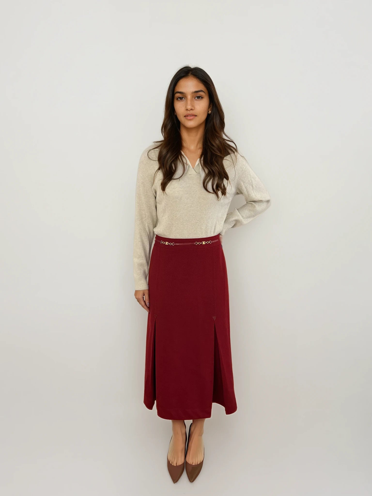 Celine Red Chain Midi Skirt