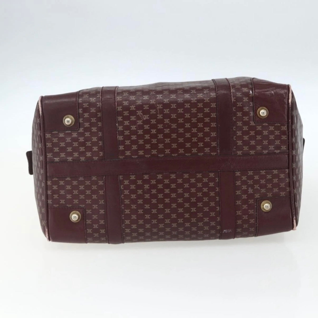 Celine Burgundy Monogram Boston Bag