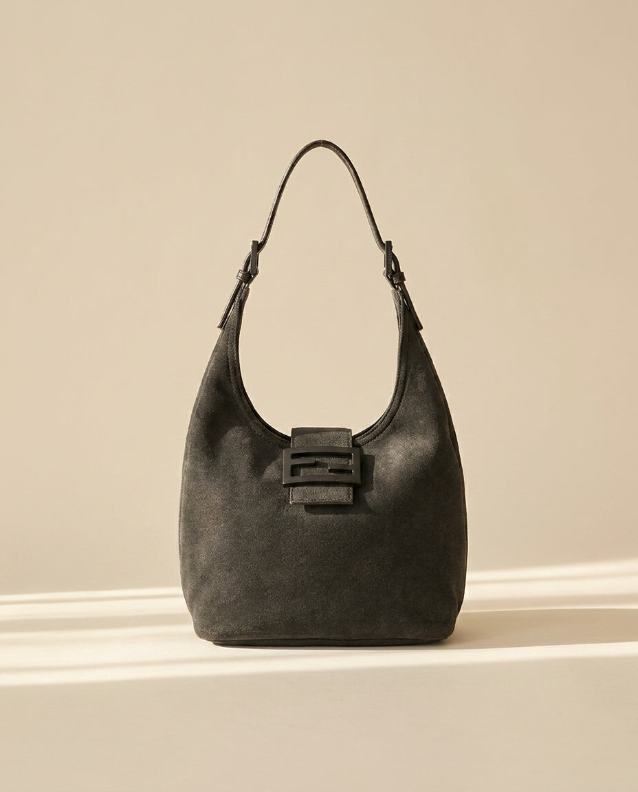 Fendi Grey Rounded Baguette