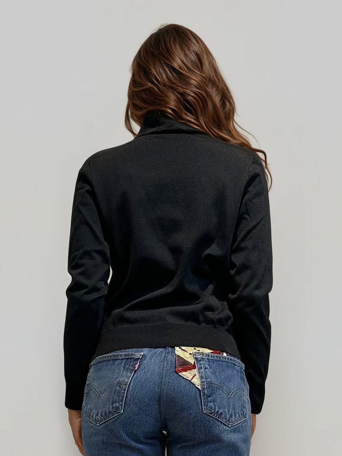 Chanel Logo Black Turtleneck Top