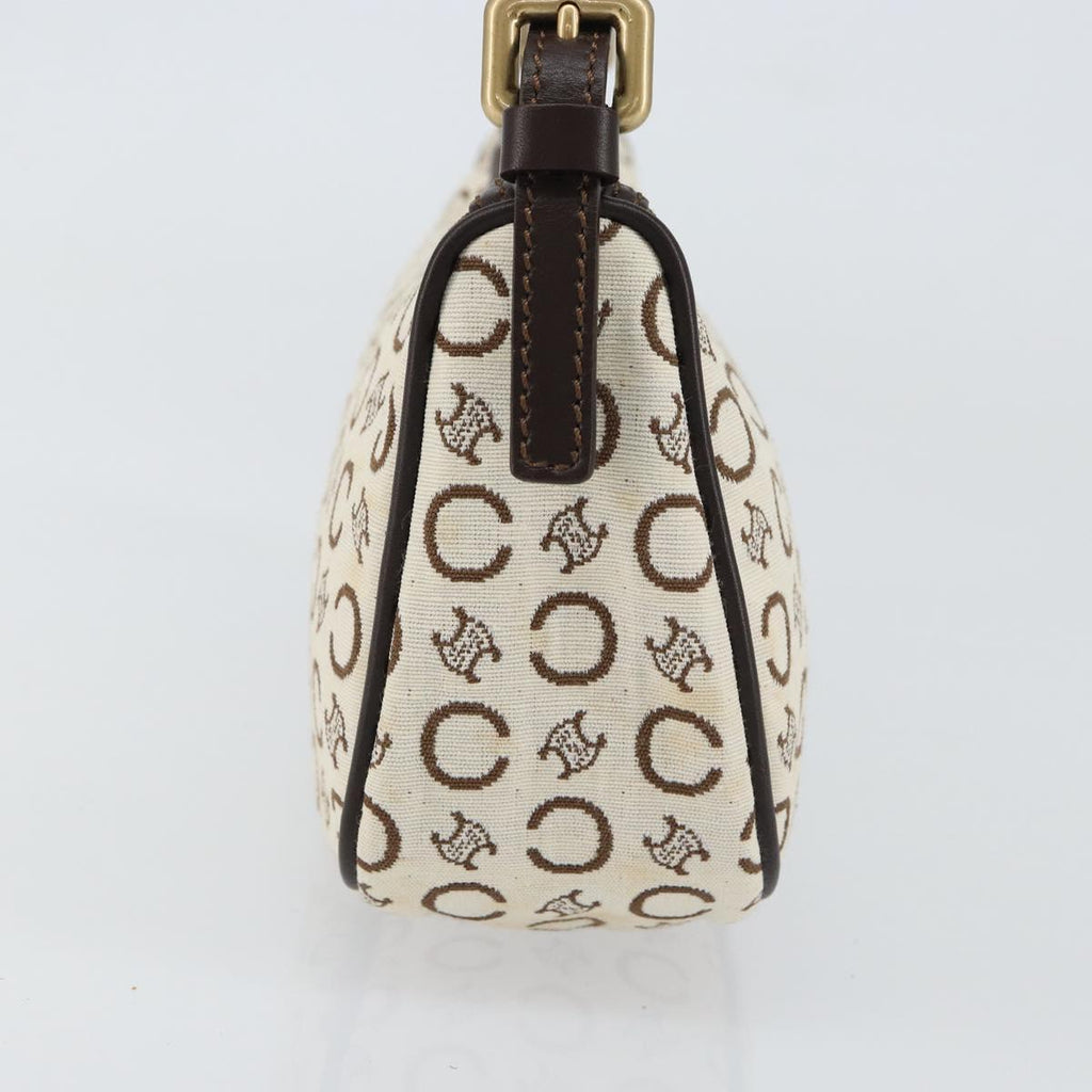 Celine White and Brown Monogram Shoulder Bag