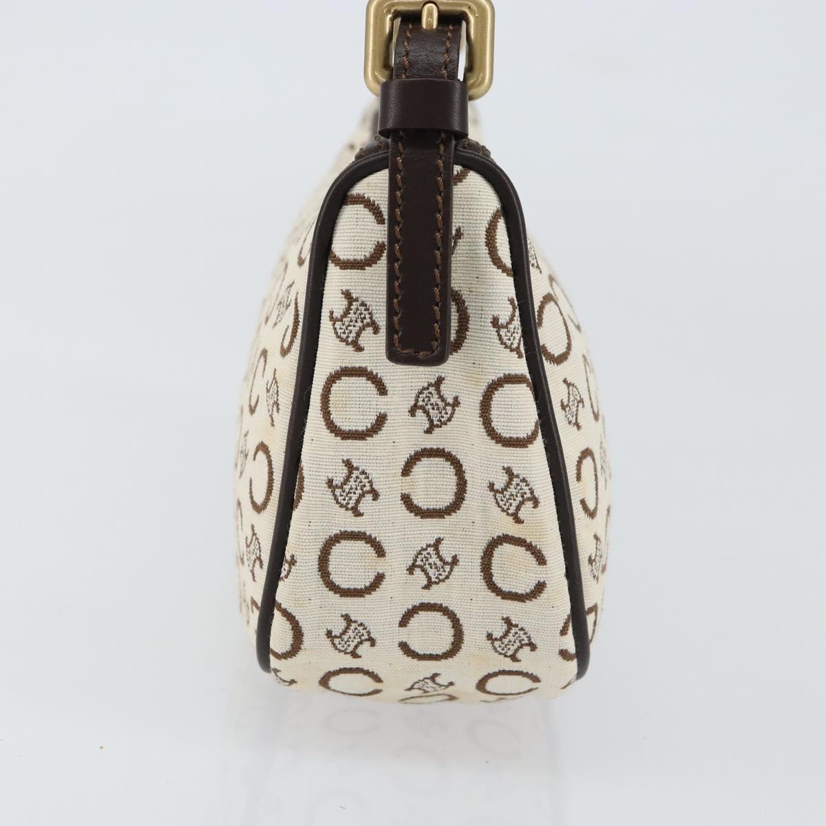 Celine White and Brown Monogram Shoulder Bag