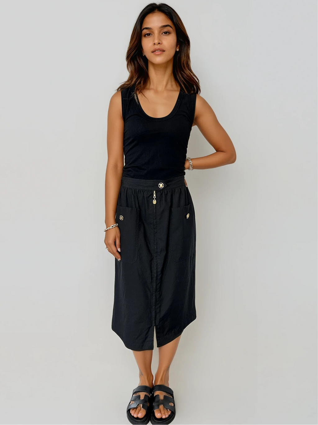 Celine Black Midi Skirt