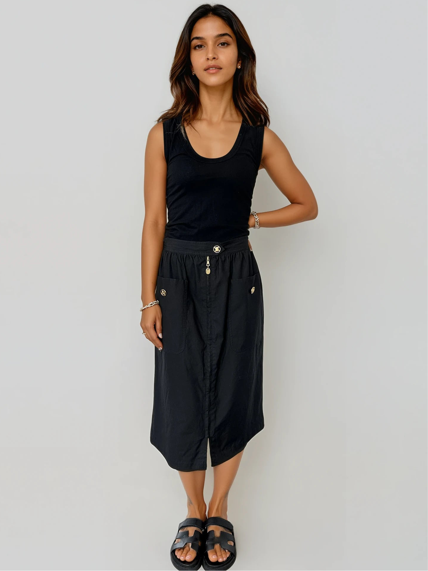 Celine Black Midi Skirt