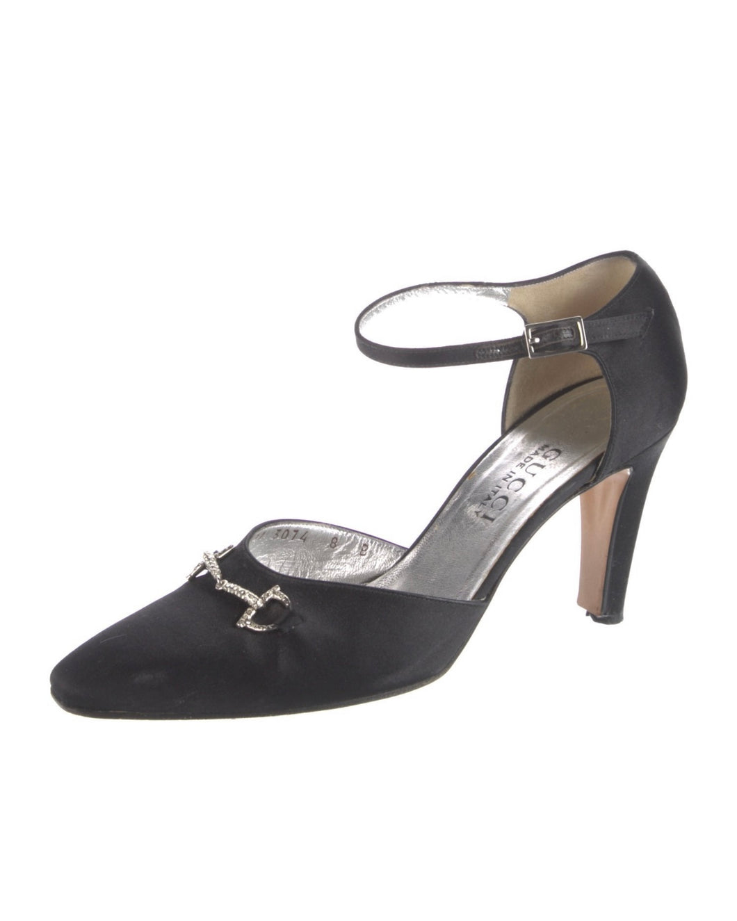 Gucci Satin and Crystal Horsebit Pumps