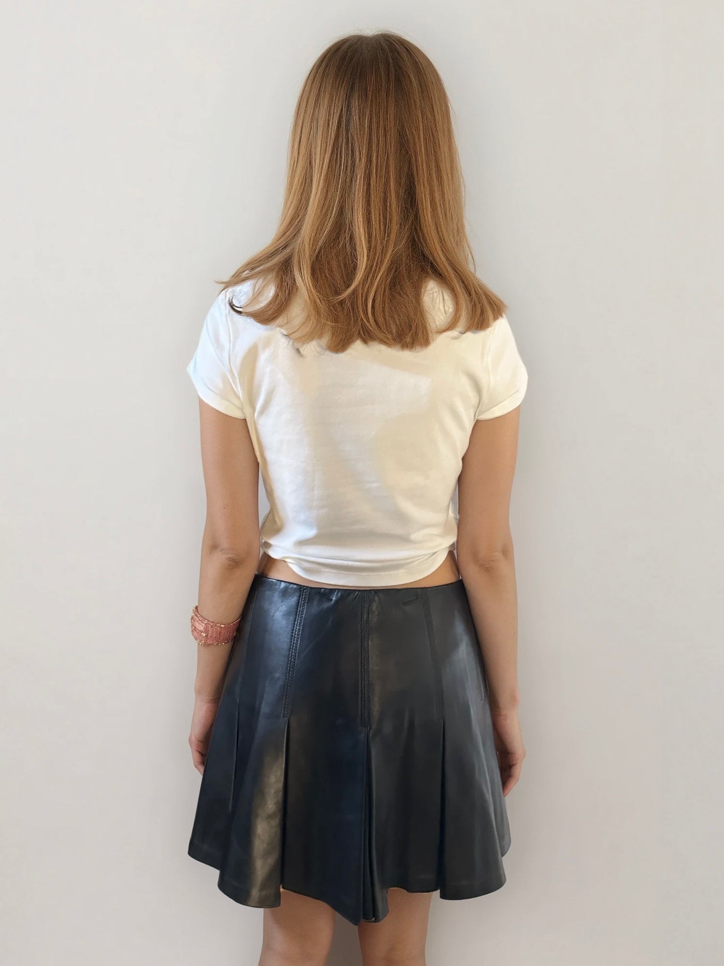Bottega Veneta Leather Pleated Mini Skirt