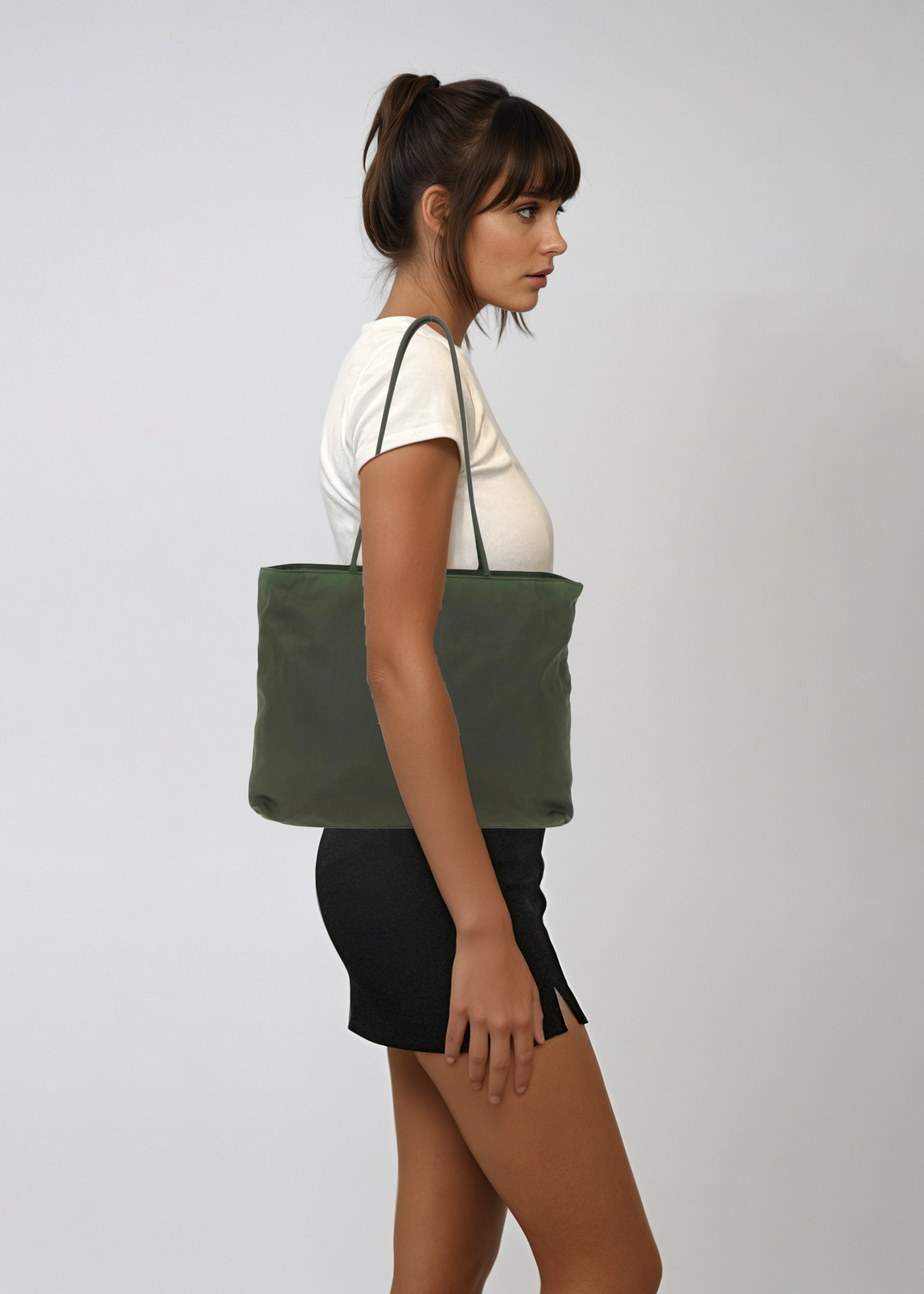 Prada Green Nylon Tote