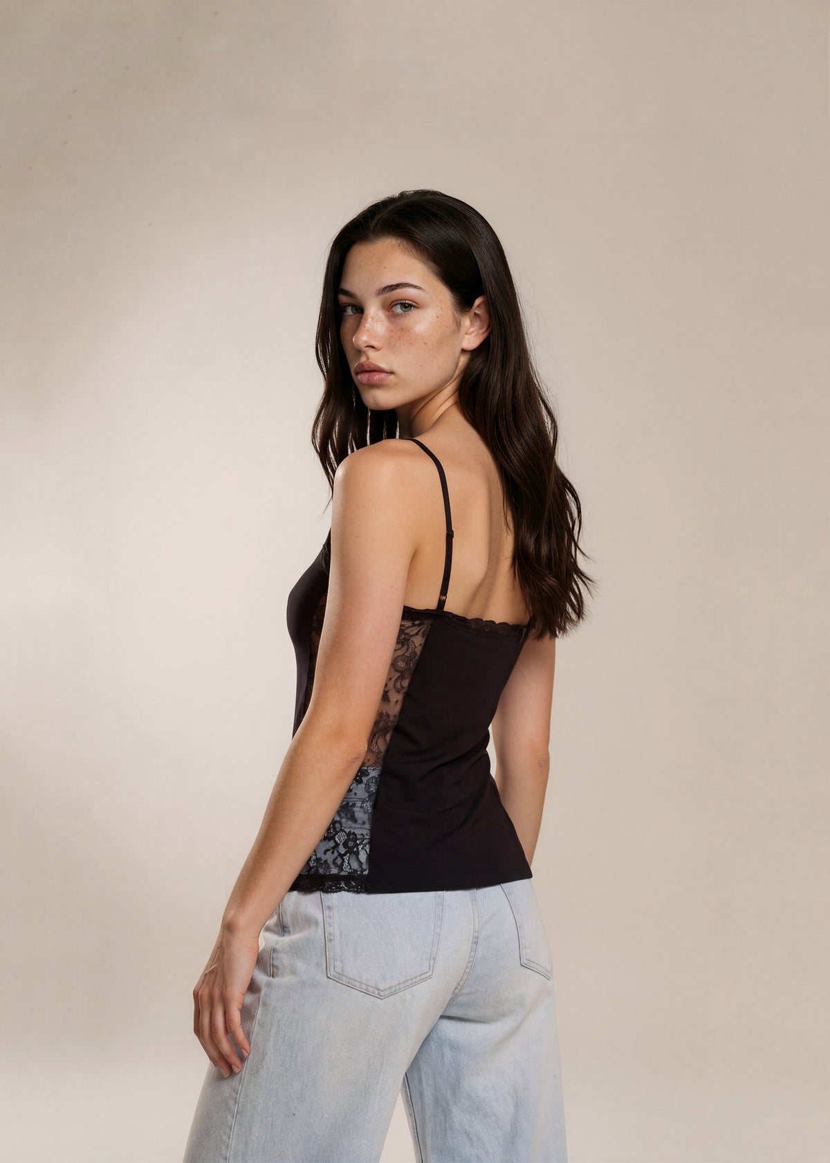 Dolce & Gabbana Black Cotton and Lace Tank