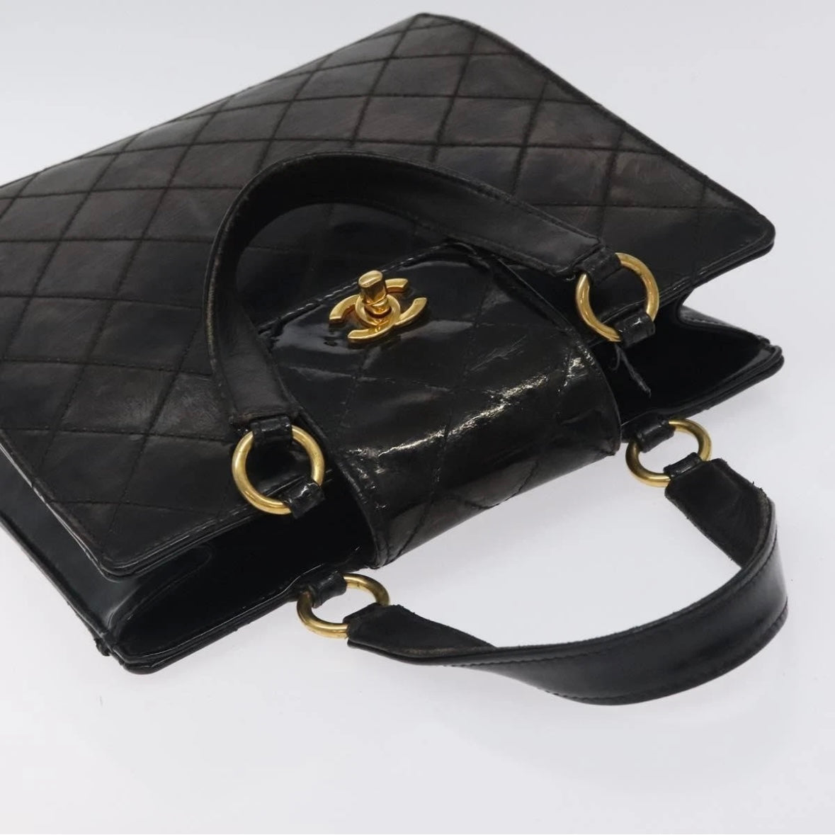 Chanel black patent handbag
