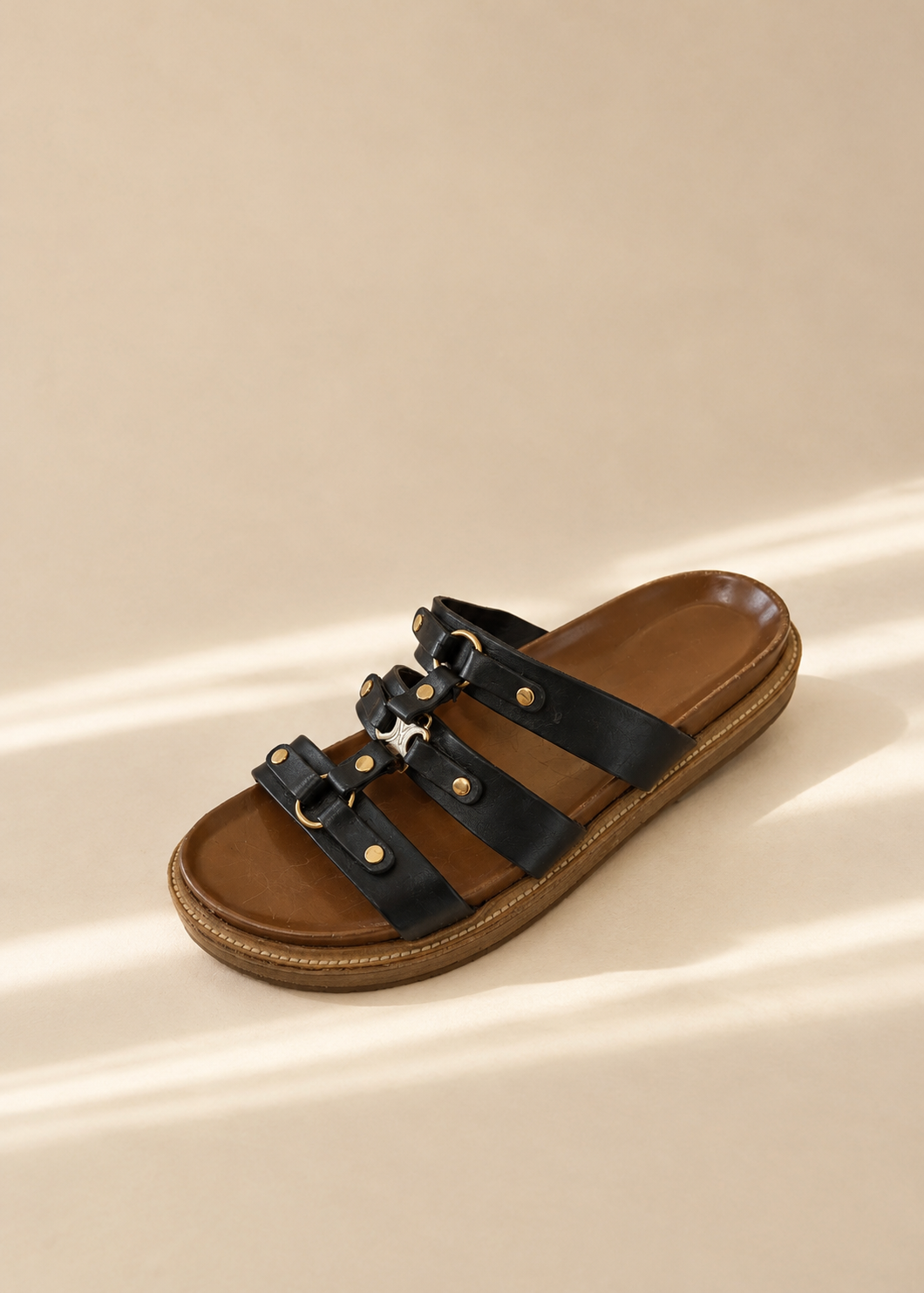 Celine Black Leather Sandals