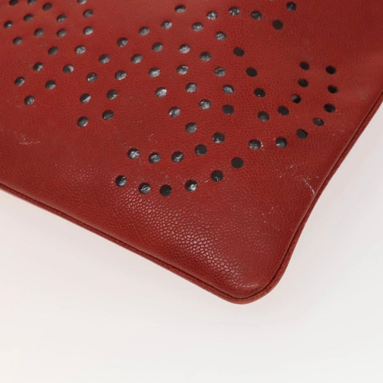 Chanel Red Leather Cutout Tote