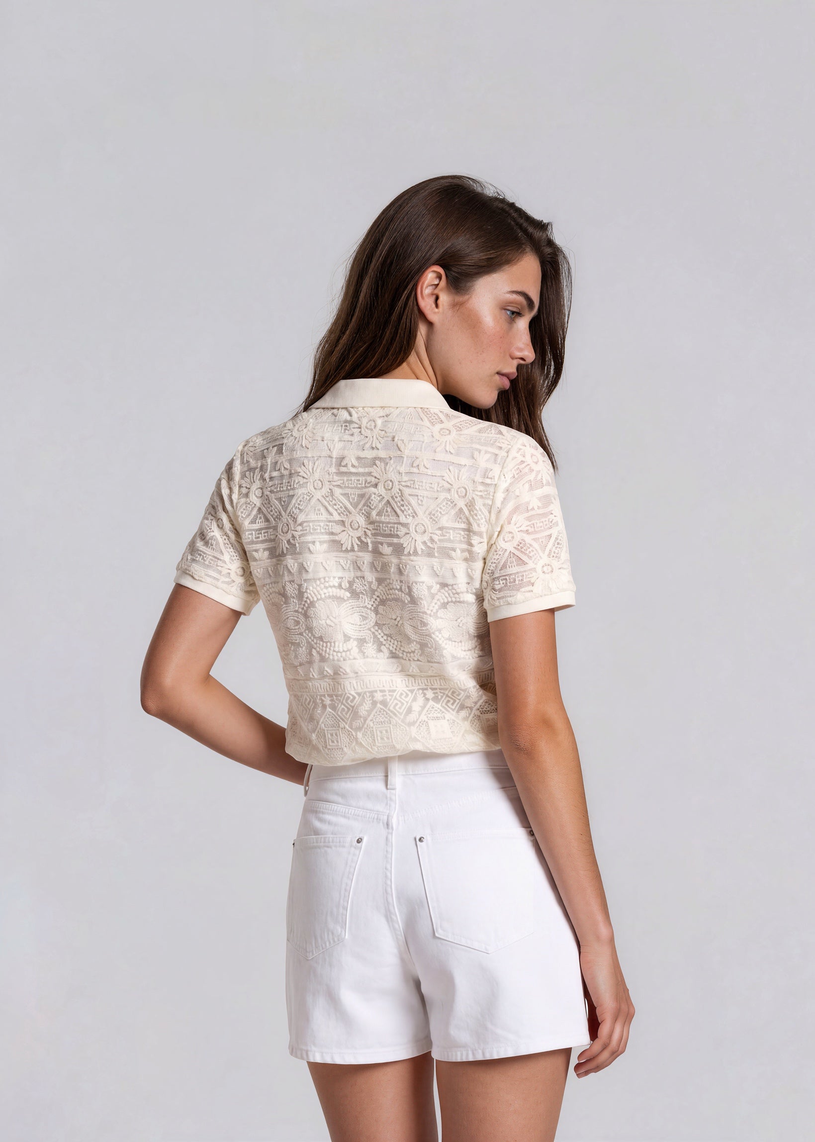 Ralph Lauren Cream Lace Polo