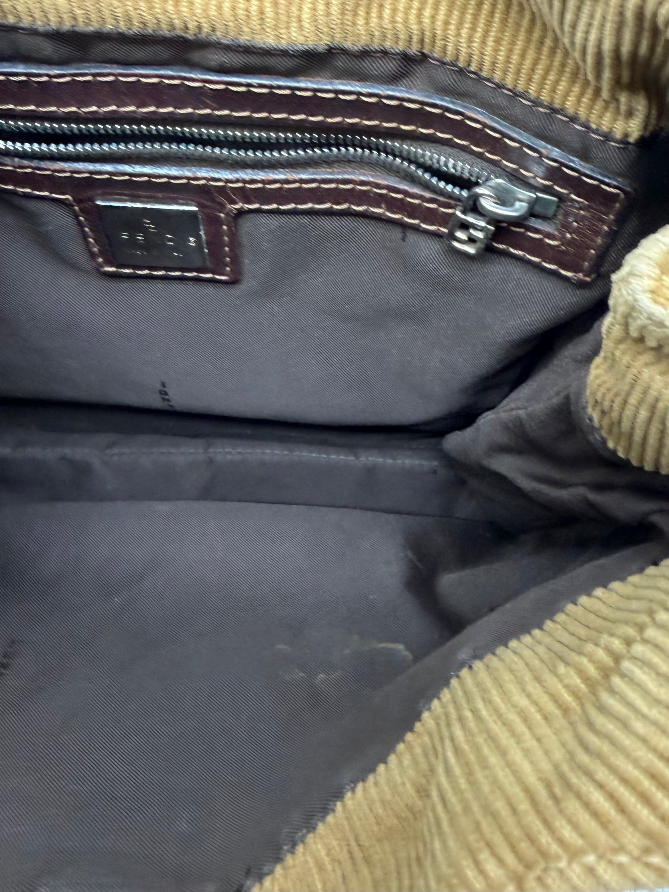 Fendi Tan Corduroy Shoulder Baguette