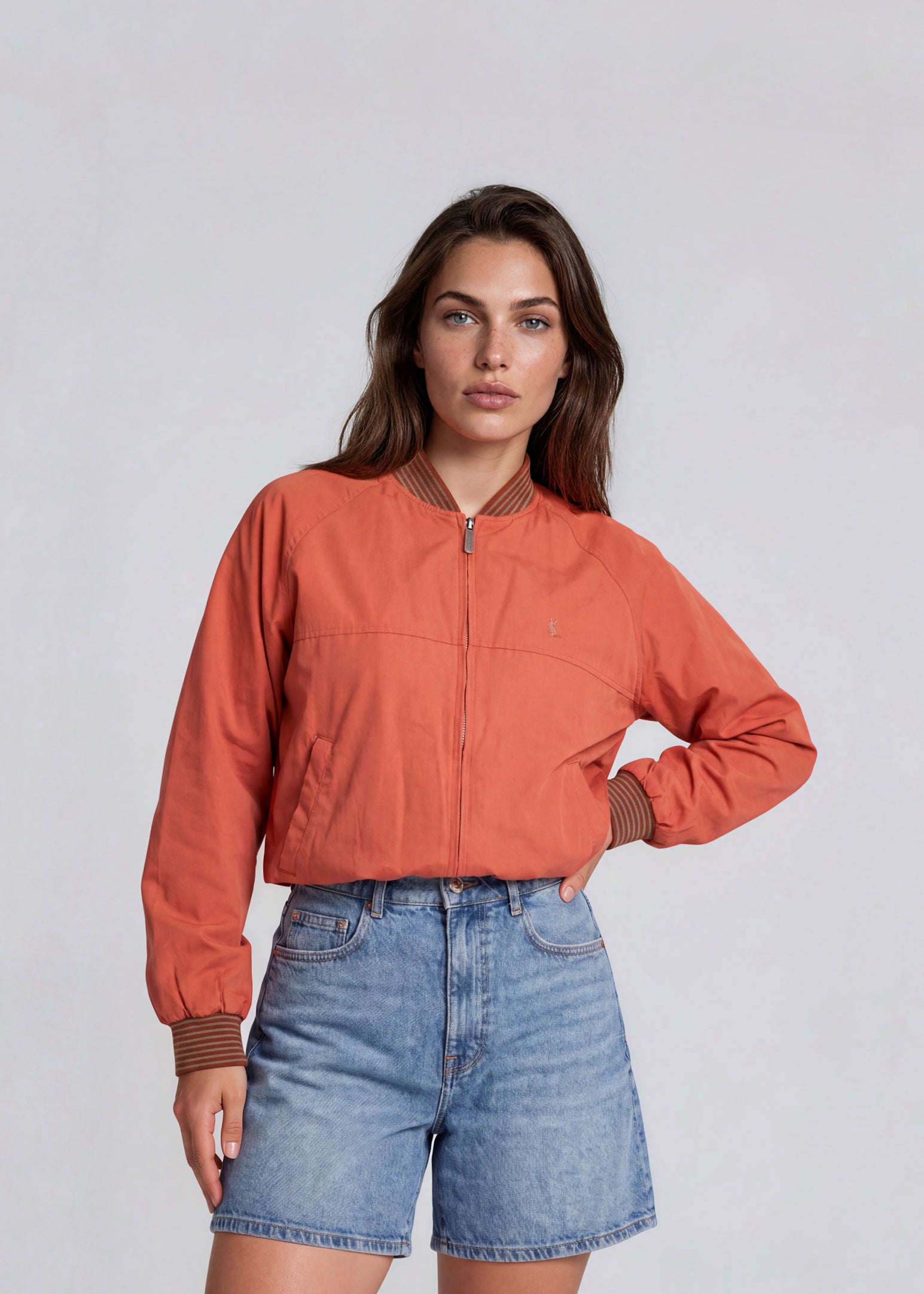 YSL Burnt Orange Collared Bomber