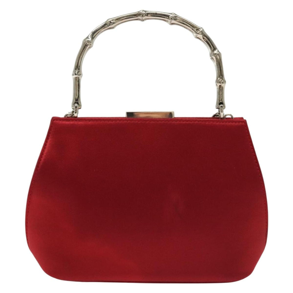 Gucci Red and Silver Bamboo Evening Bag