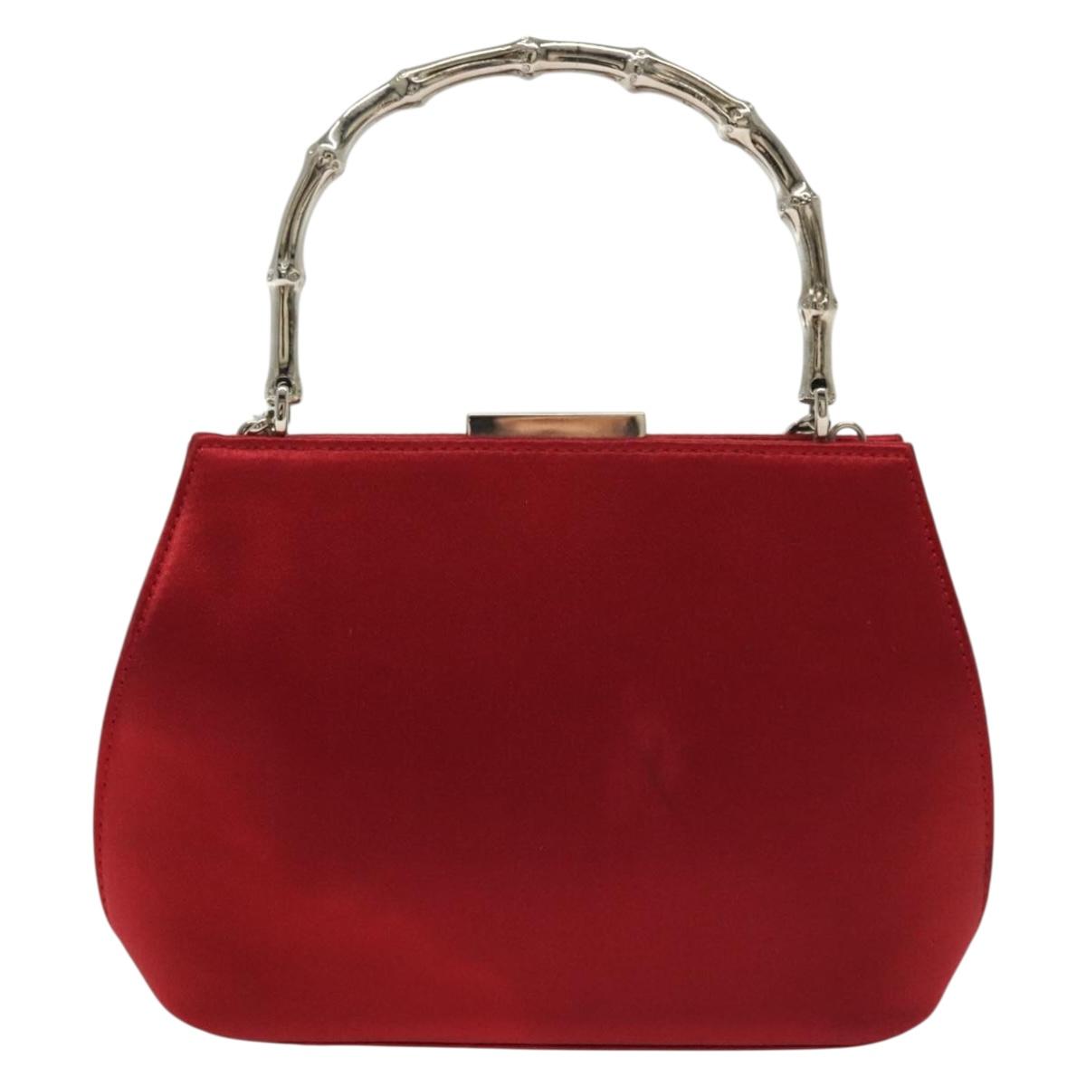 Gucci Red and Silver Bamboo Evening Bag