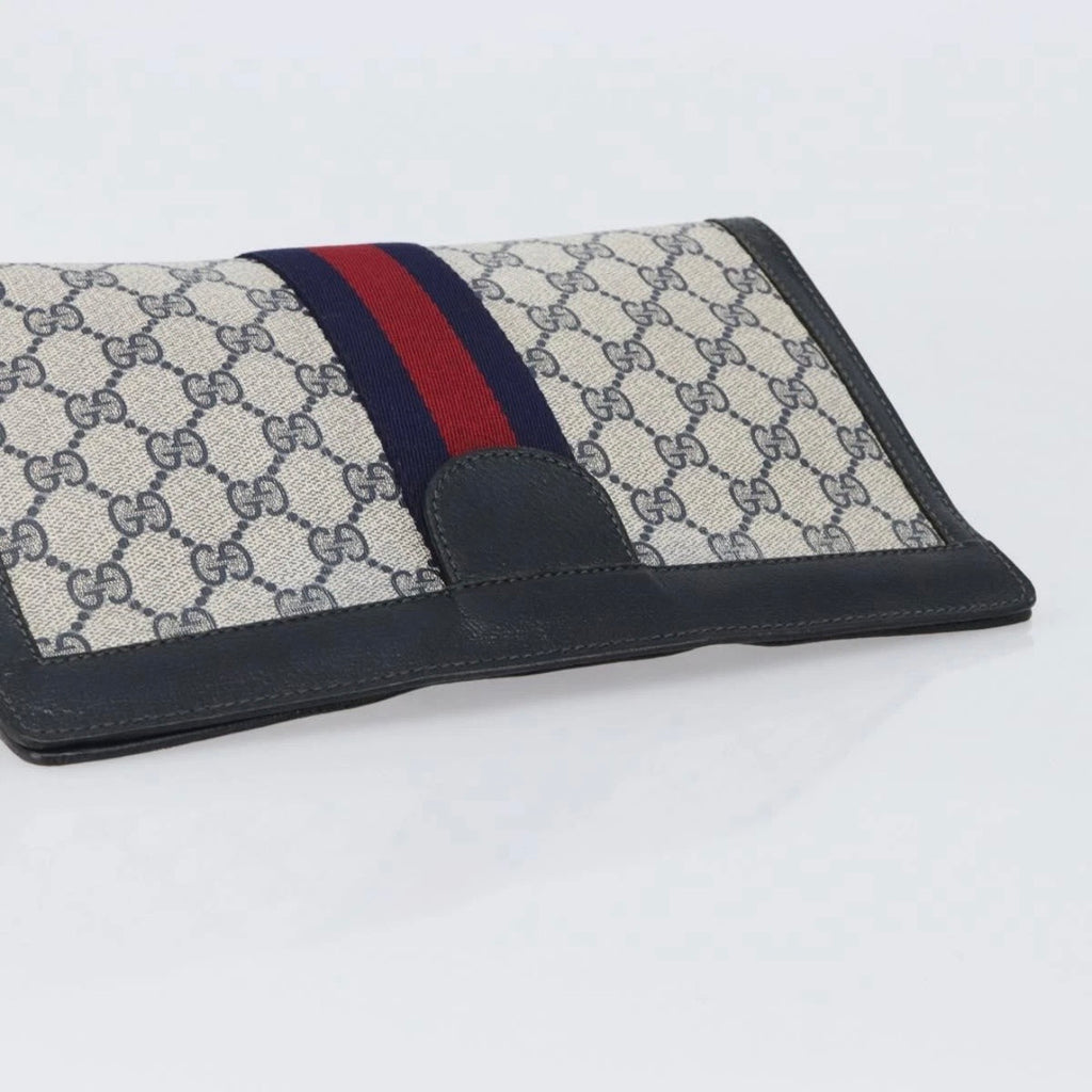 Gucci Navy Monogram Sherry Line Clutch