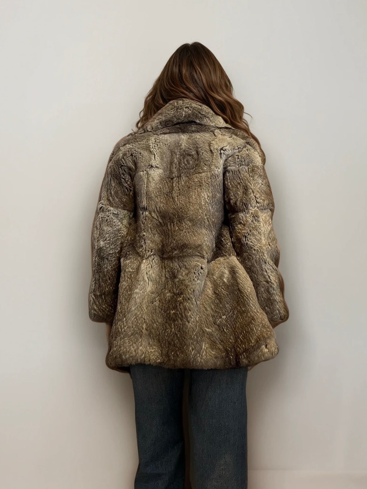 Grey and Cream Fur Coat