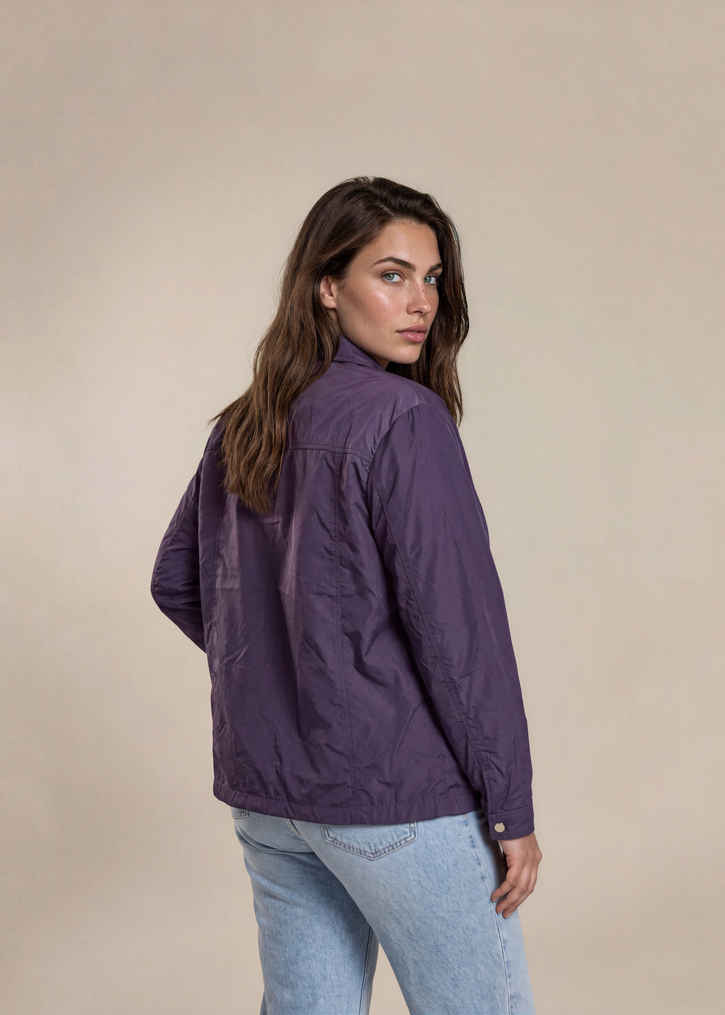 YSL Purple Classic Collared Bomber with White Logo