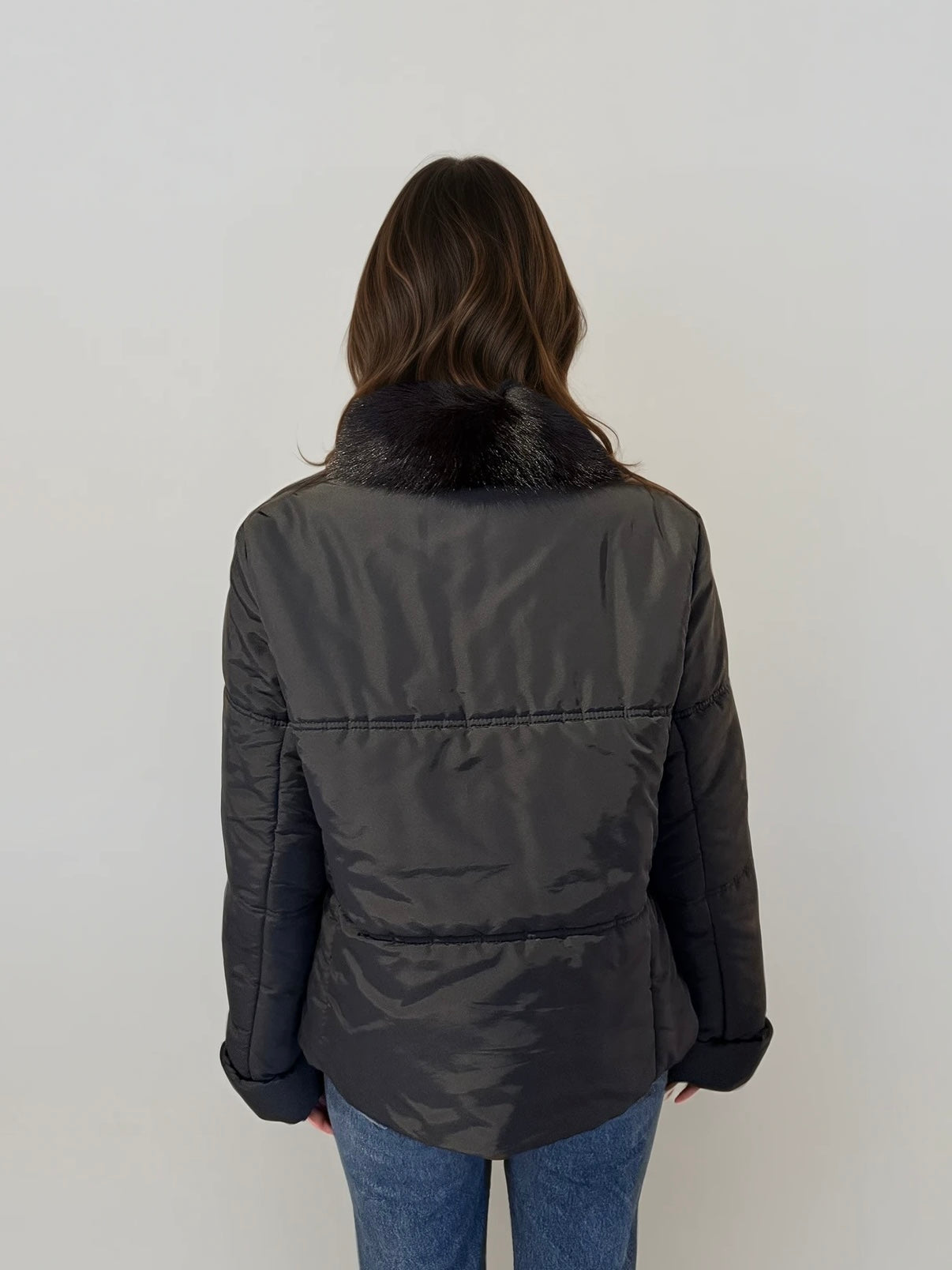 Gianfranco Ferre Black Fur Collar Puffer