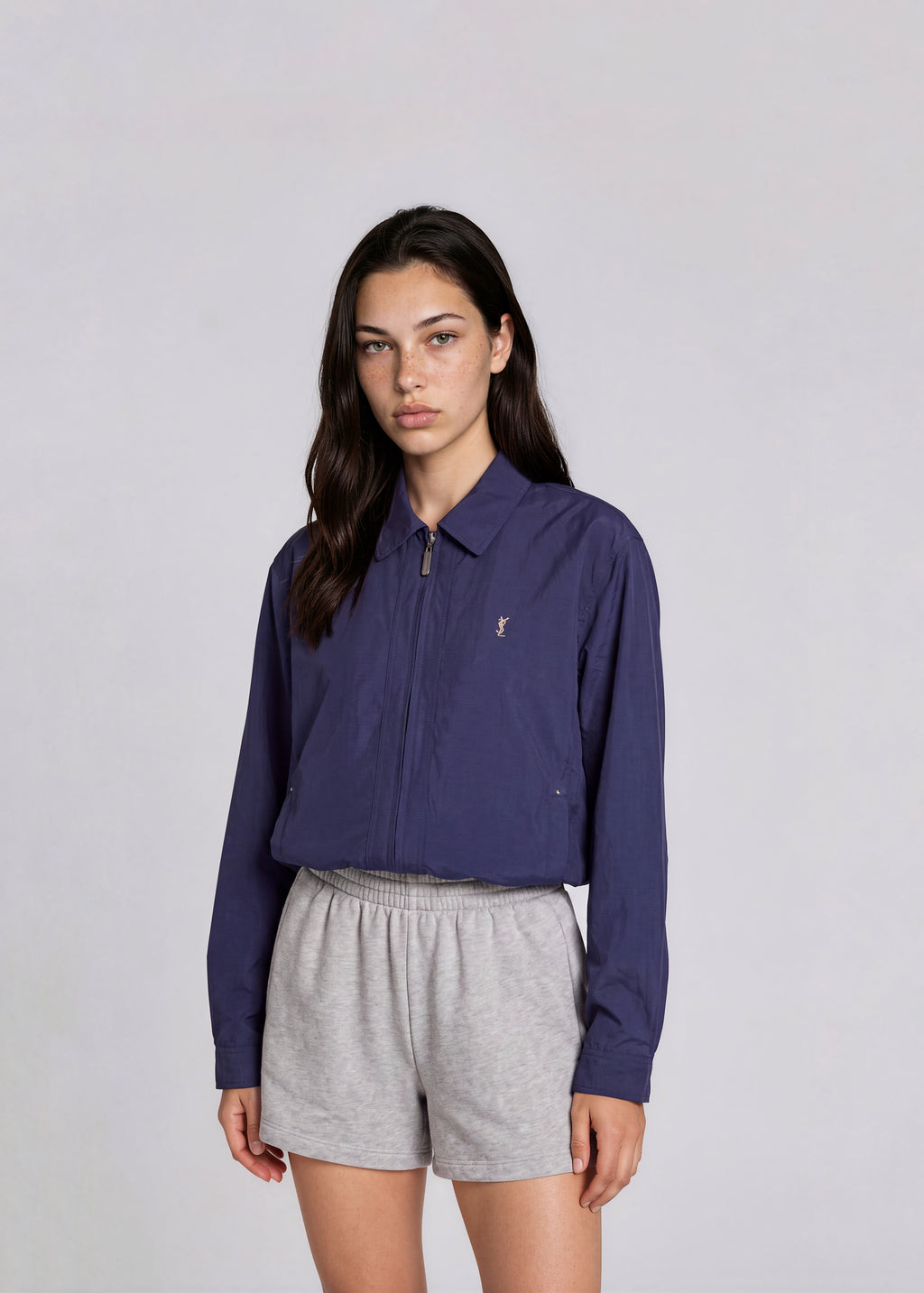 YSL Royal Blue Classic Collared Bomber