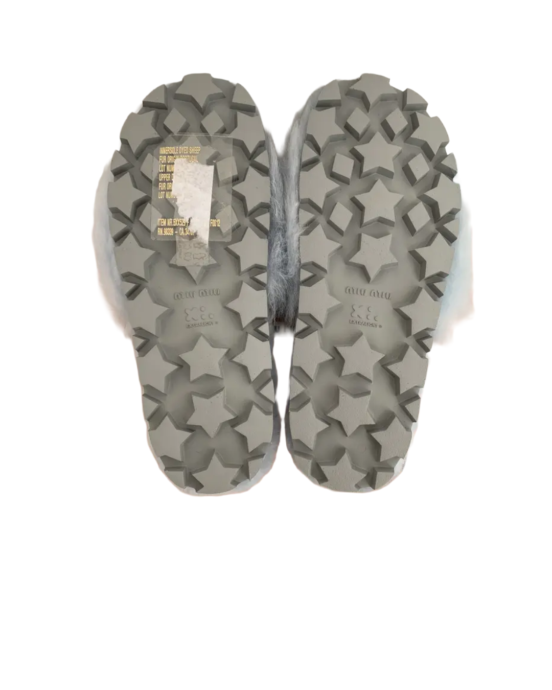 Miu Miu Blue Fuzzy Slides