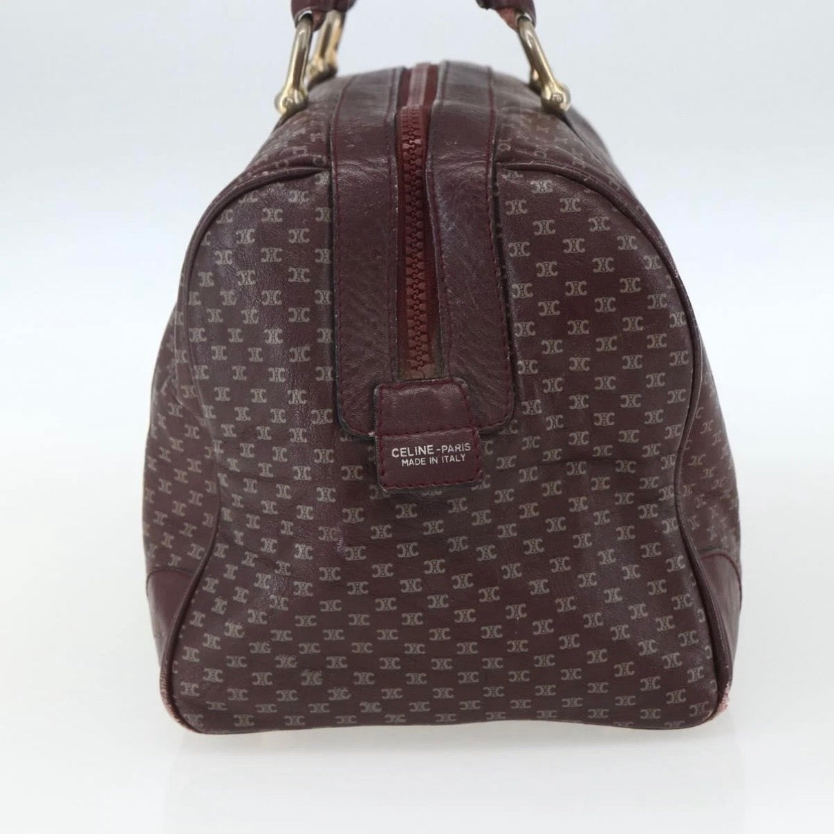 Celine Burgundy Monogram Boston Bag