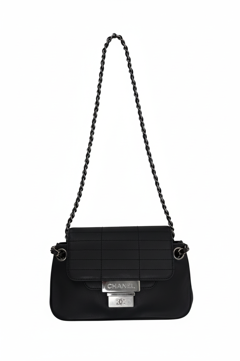 Chanel Black Shoulder Bag Silver Hardware