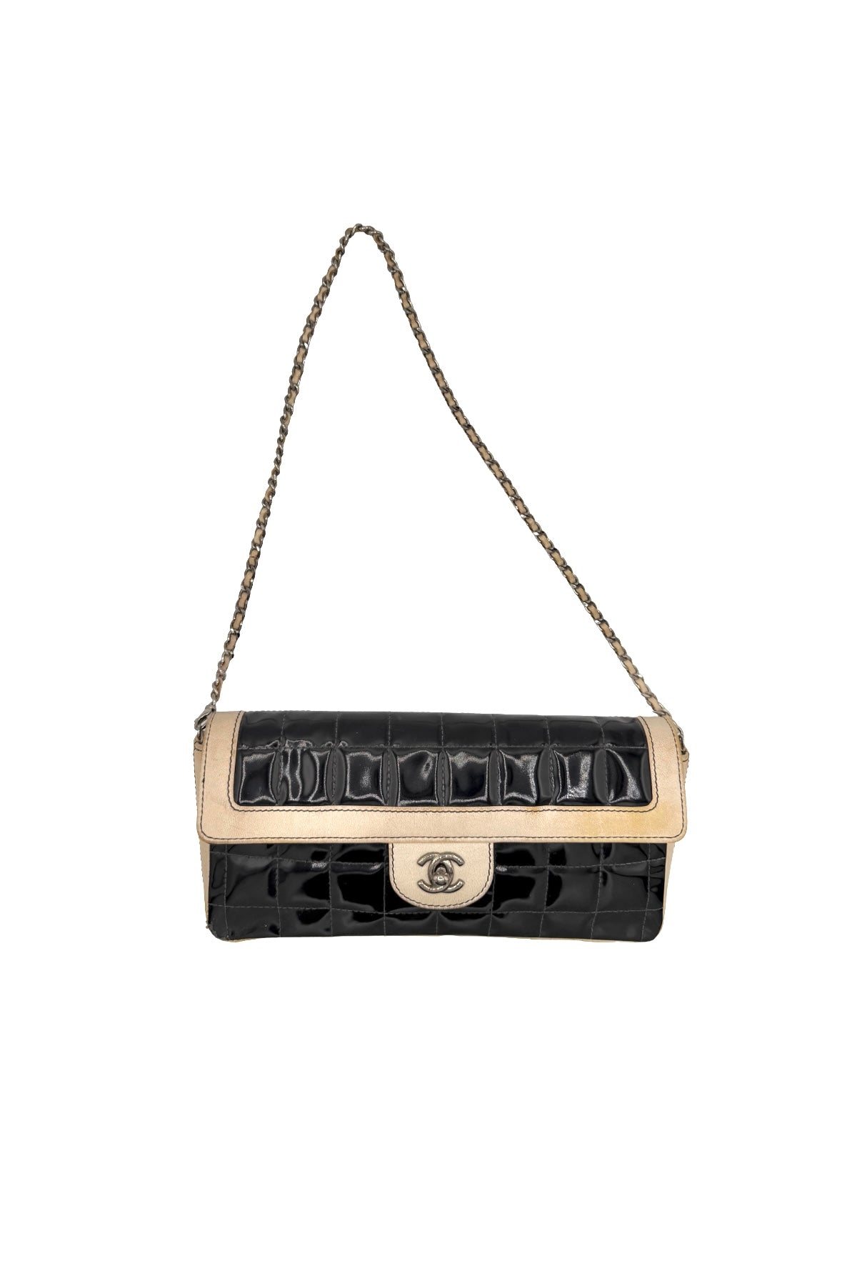 Chanel Black and White Patent Flap Bag