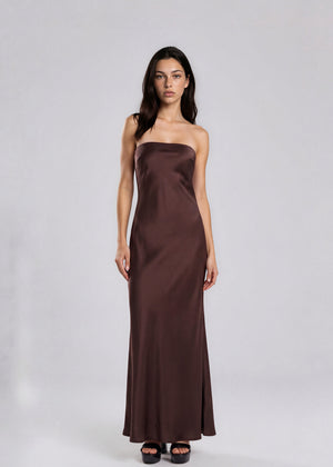 Reem Acra Brown Strapless Dress