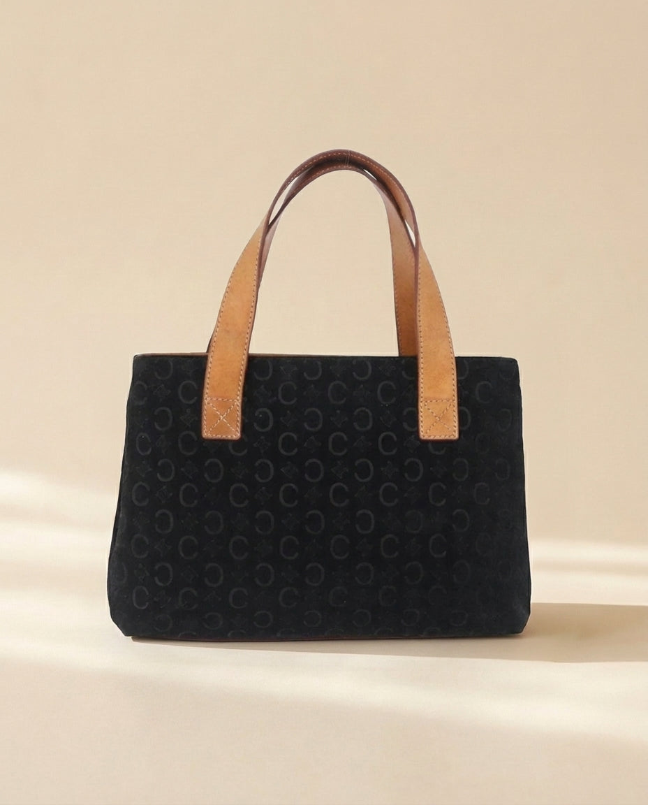 Celine Black Monogram Suede Handbag