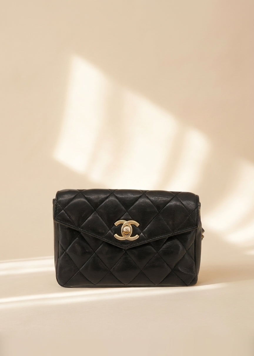 Chanel Black Quilted Leather Belt Bag cover