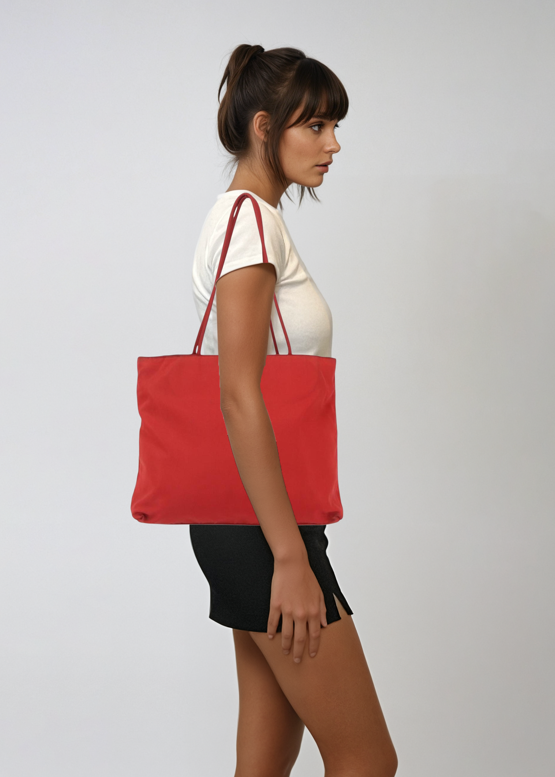 Prada Red Nylon Tote