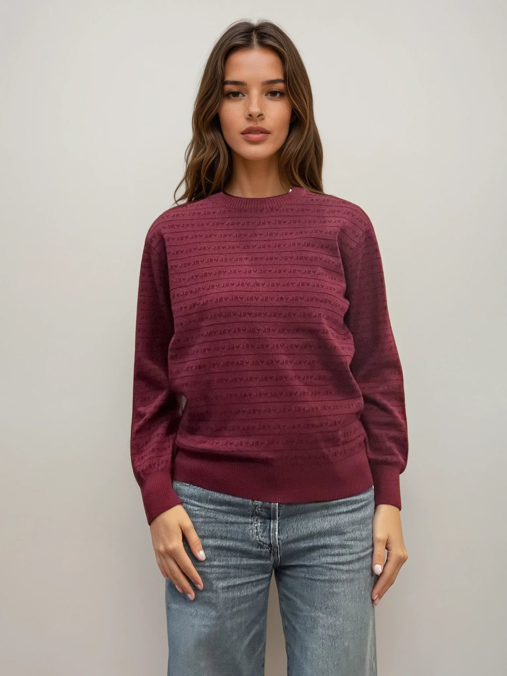 YSL Burgundy Monogram Sweater