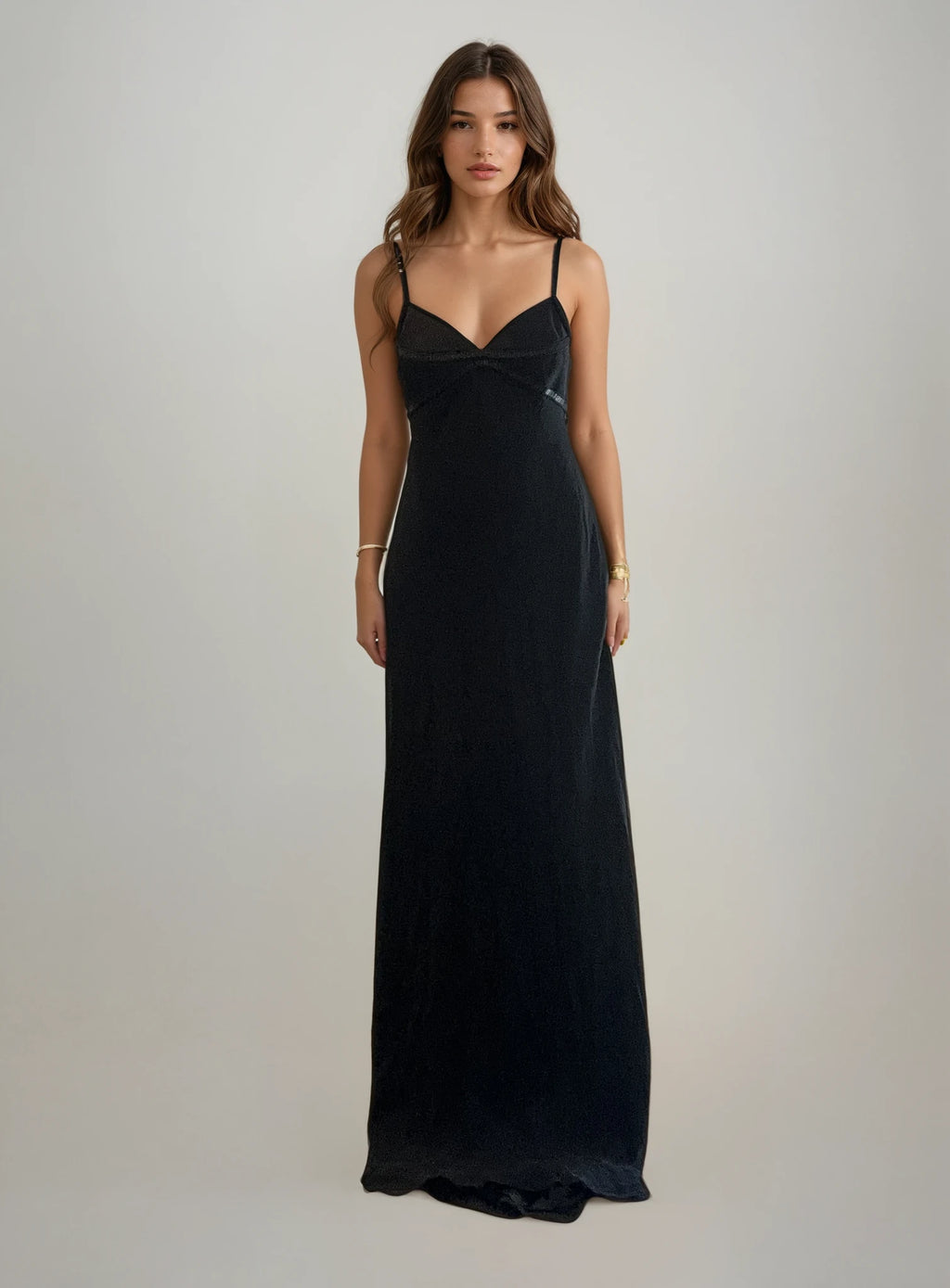 Black V-neck Gown