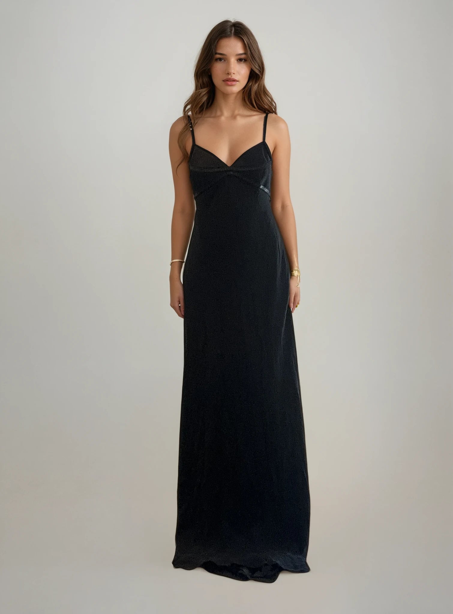 Black V-neck Gown