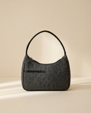 Prada Grey Wool Shoulder Bag