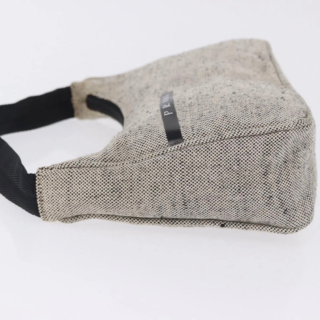 Prada Light Grey Canvas Shoulder Bag