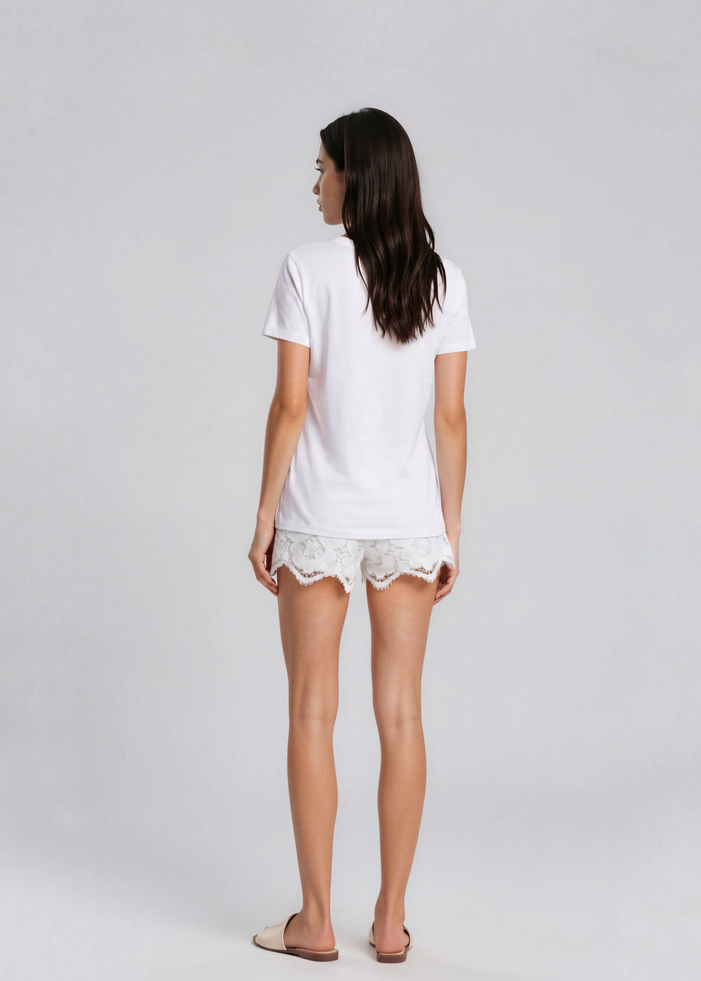 White Lace Mini Shorts