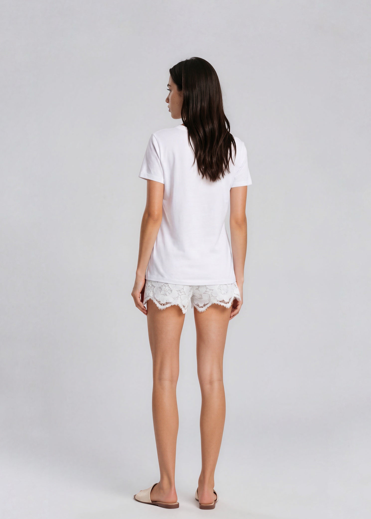 White Lace Mini Shorts