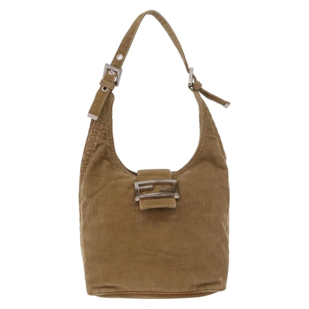 Fendi Tan Corduroy Rounded Baguette