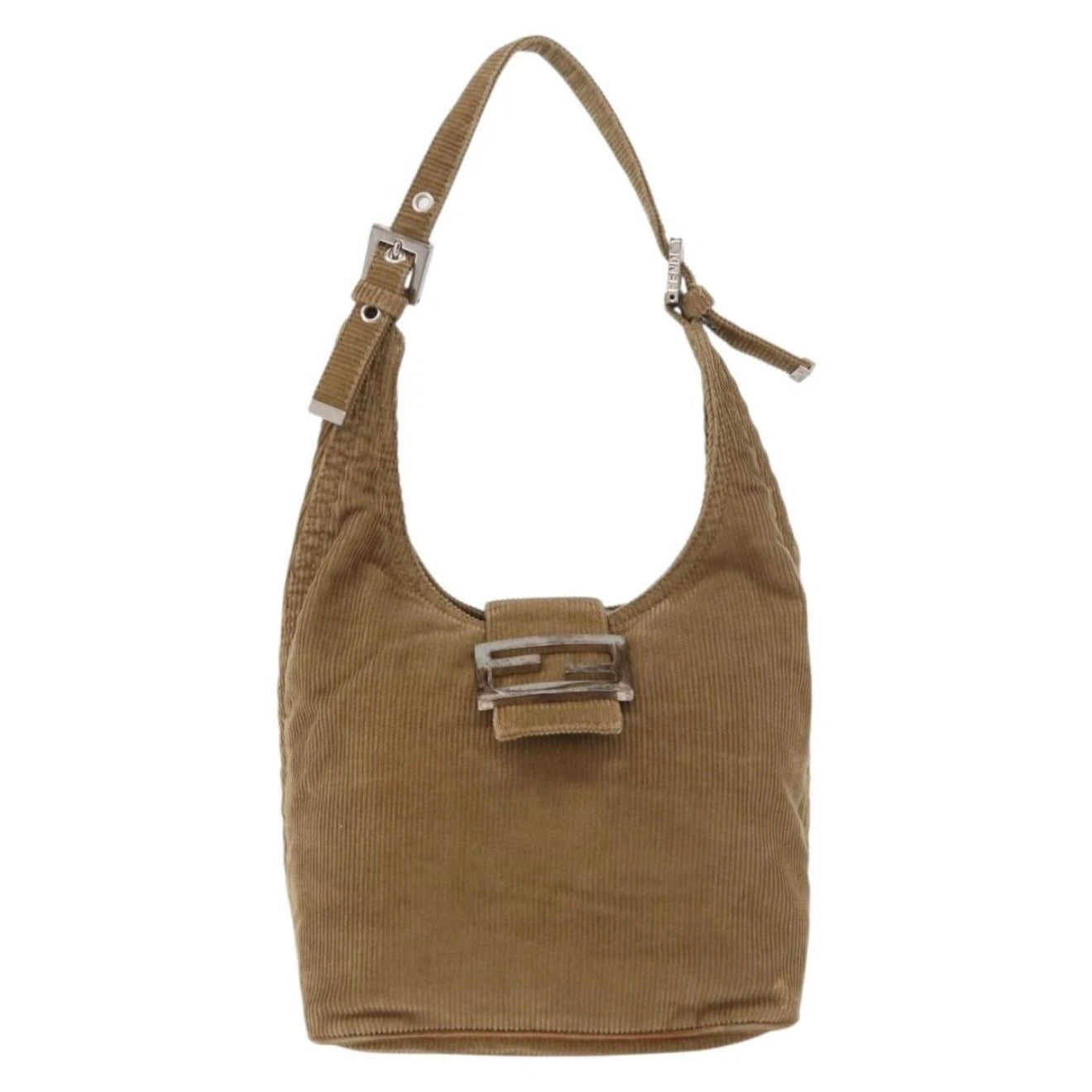 Fendi Tan Corduroy Rounded Baguette