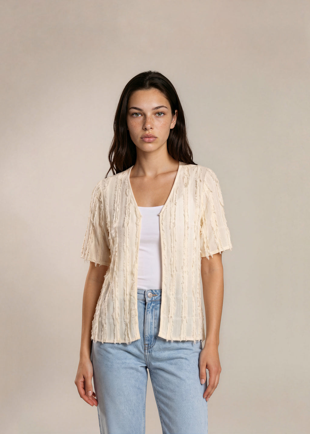 Escada Cream Fringe Top