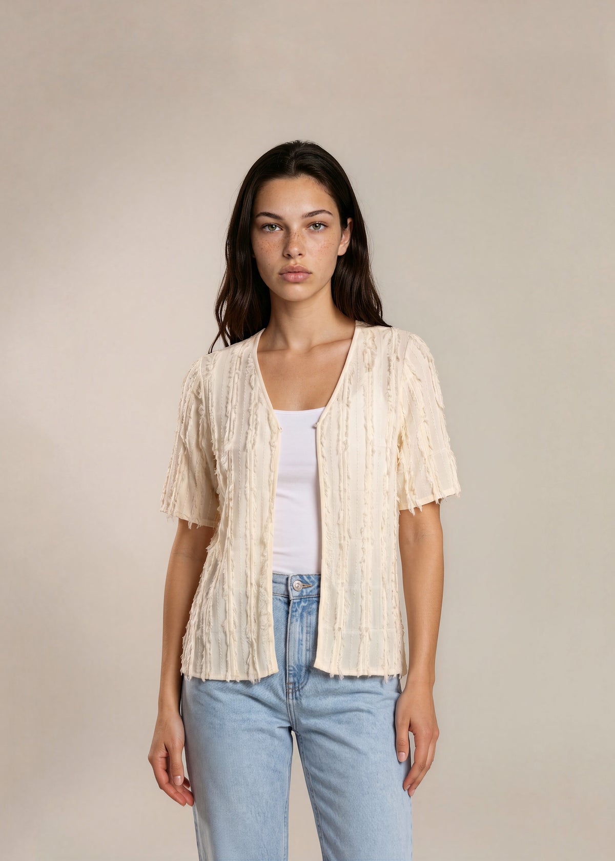 Escada Cream Fringe Top